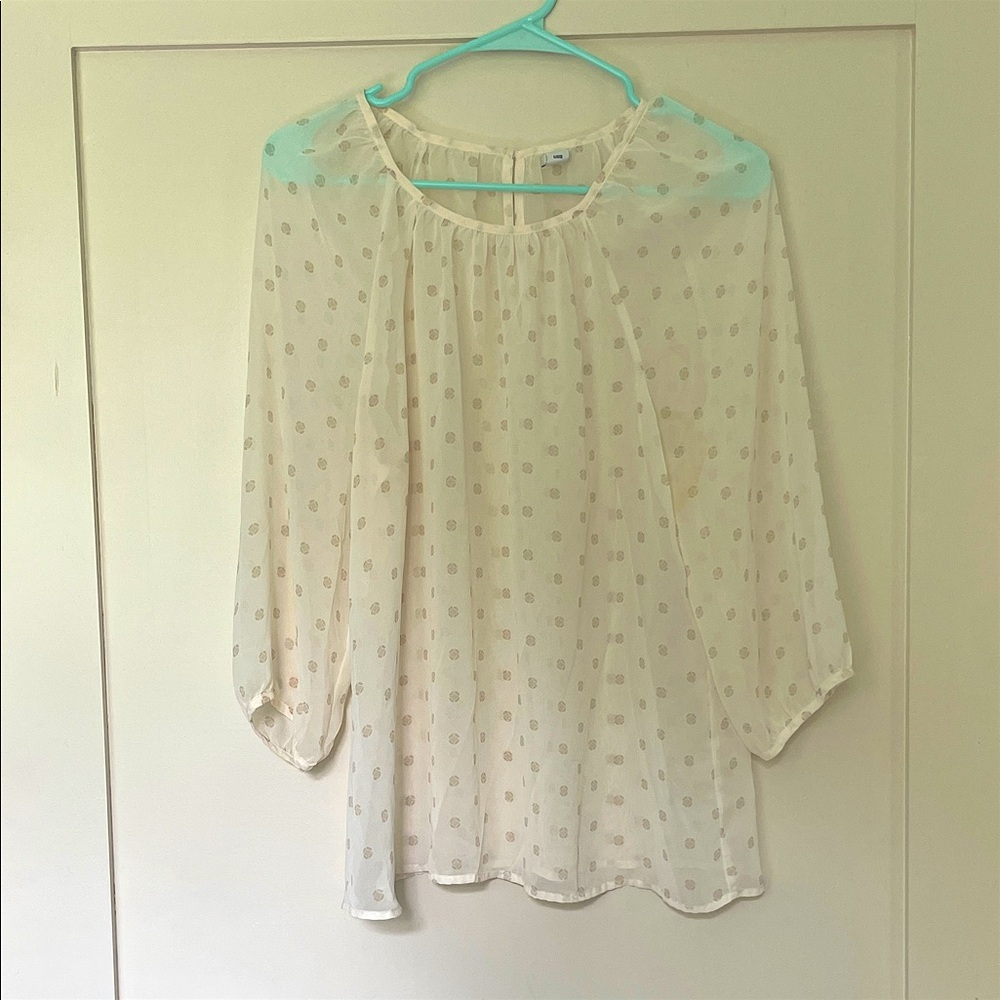 Old Navy Cream Sheer Polka Dot Blouse